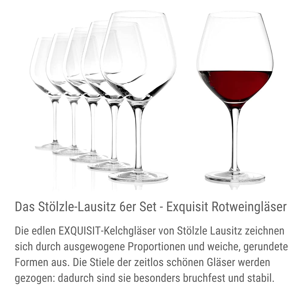 Stölzle Lausitz Exquisit Burgundy Red Wine Glasses - 650ml Crystal Set of 6