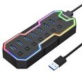 ZIUMIER 7-Port USB 3.0 Hub with RGB LED Strip for MacBook and PC