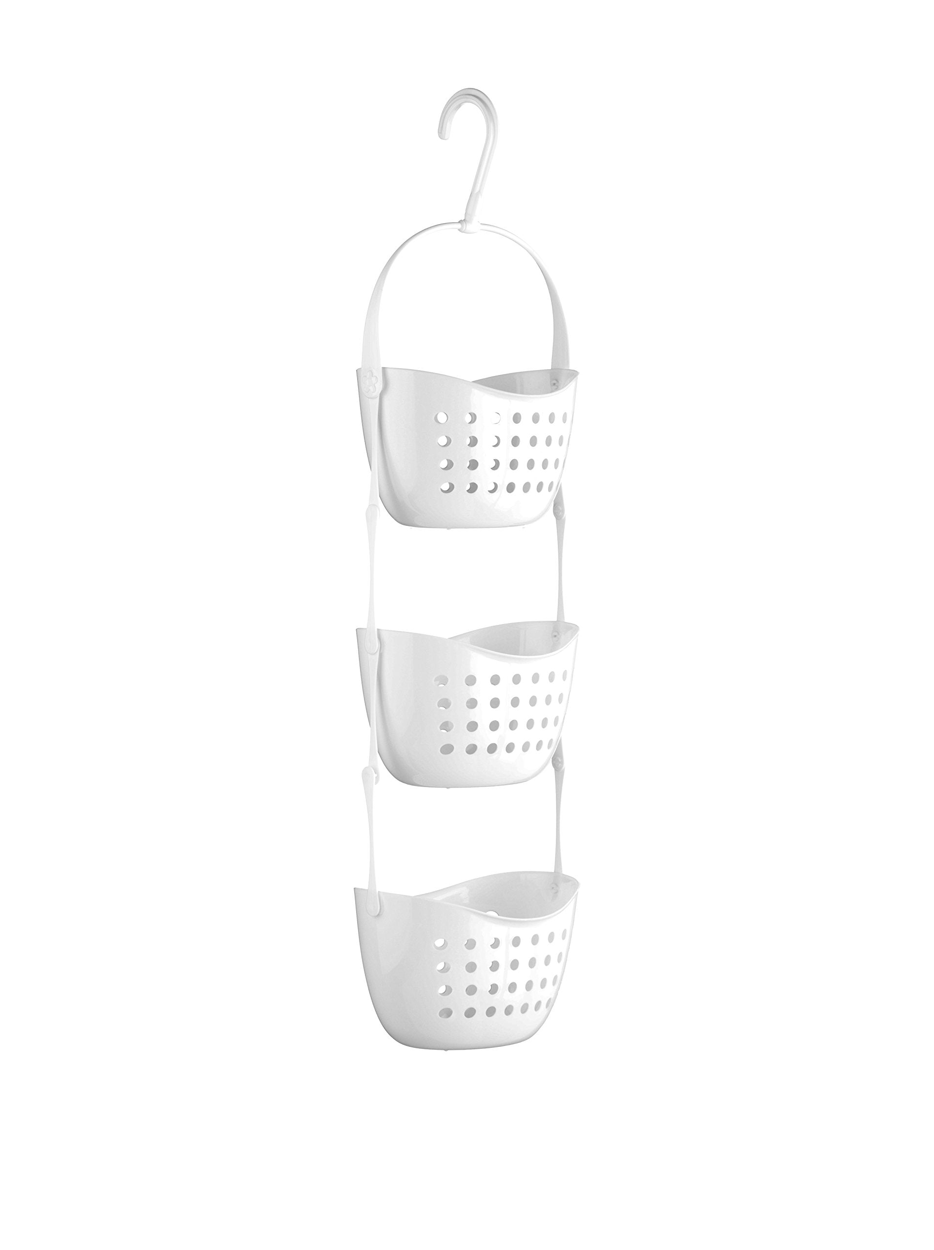 Premier Housewares 3-Tier Shower Caddy – White Polypropylene Storage