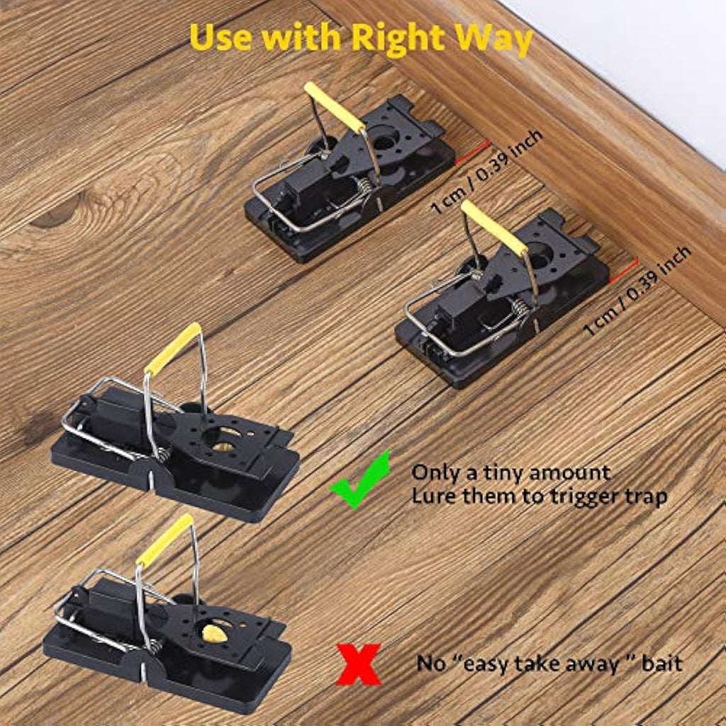 Trisiki Mouse Trap | 4 Pack Heavy Duty Reusable Snap Traps for Indoors