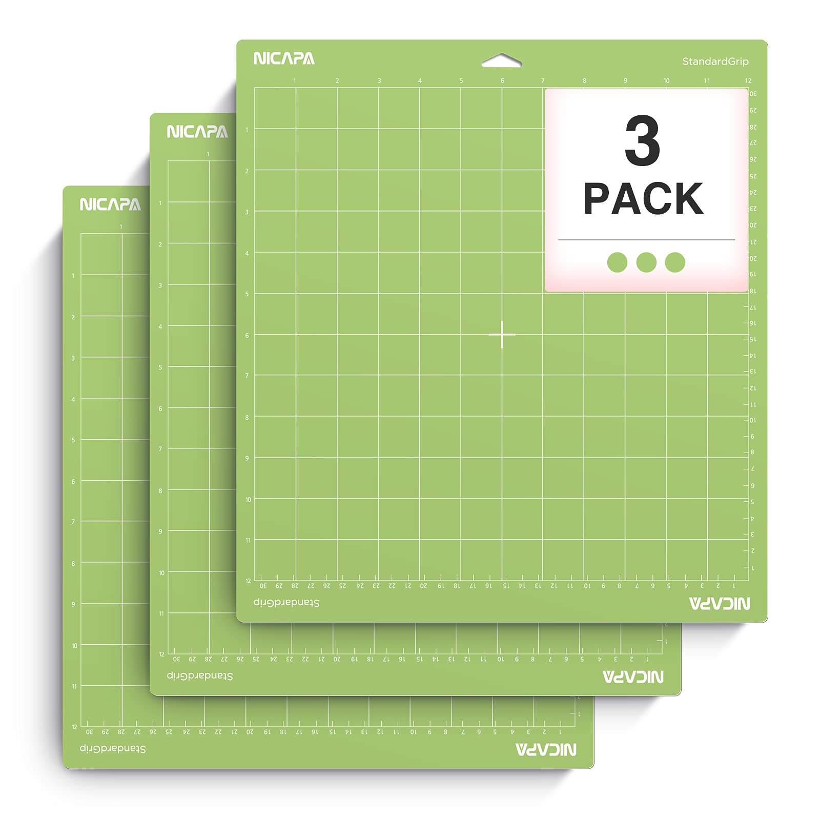 Nicapa Standardgrip Cutting Mat for Cricut Maker & Explore | 12x12, 3-Pack