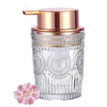 MIFULY Glass Soap Dispenser with Rose Gold Pump – Sunflower Design 11oz