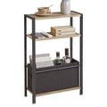 Aibiju Narrow 3-Tier Side Table with Fabric Basket | Industrial Oak
