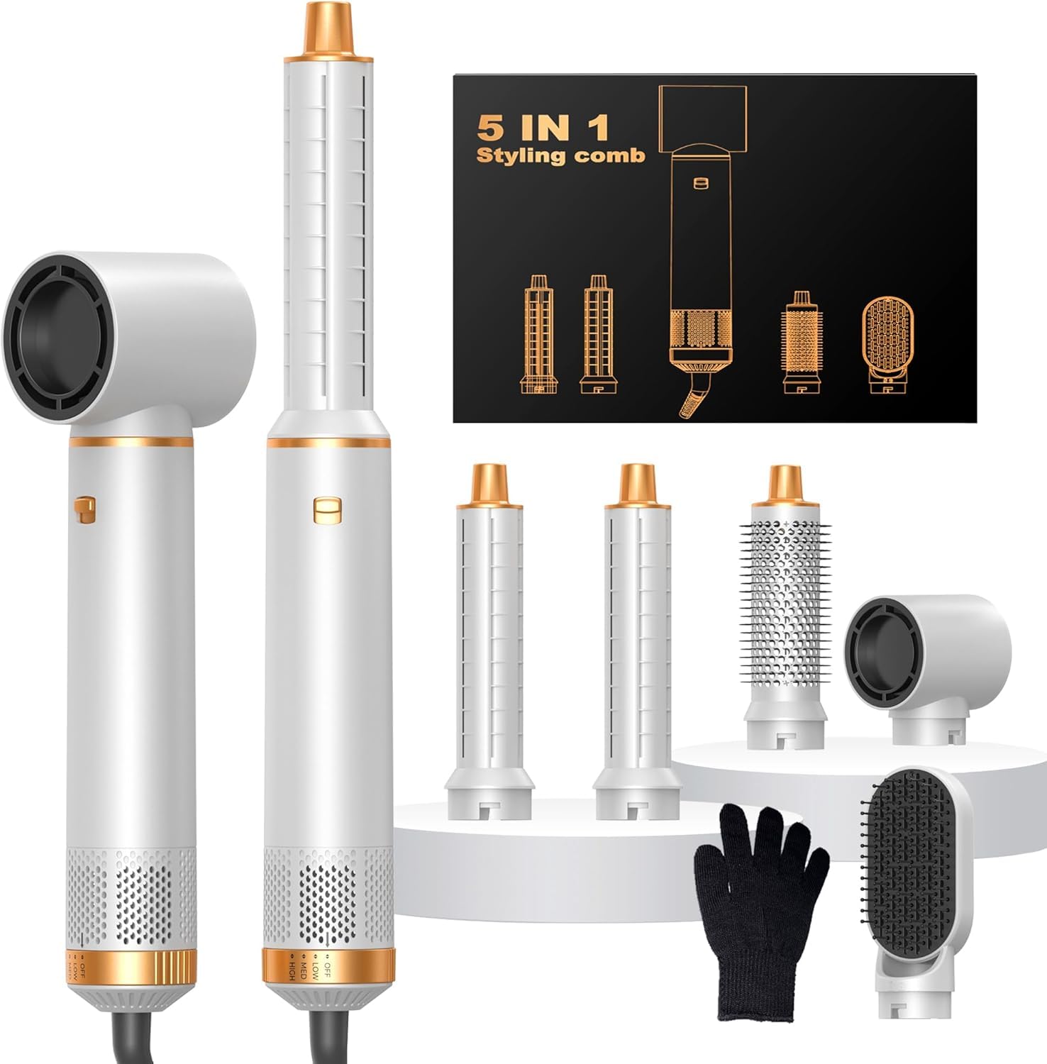 Jolof Store 5-in-1 Air Styler | Ionic Hair Dryer and Auto Air Curler Set