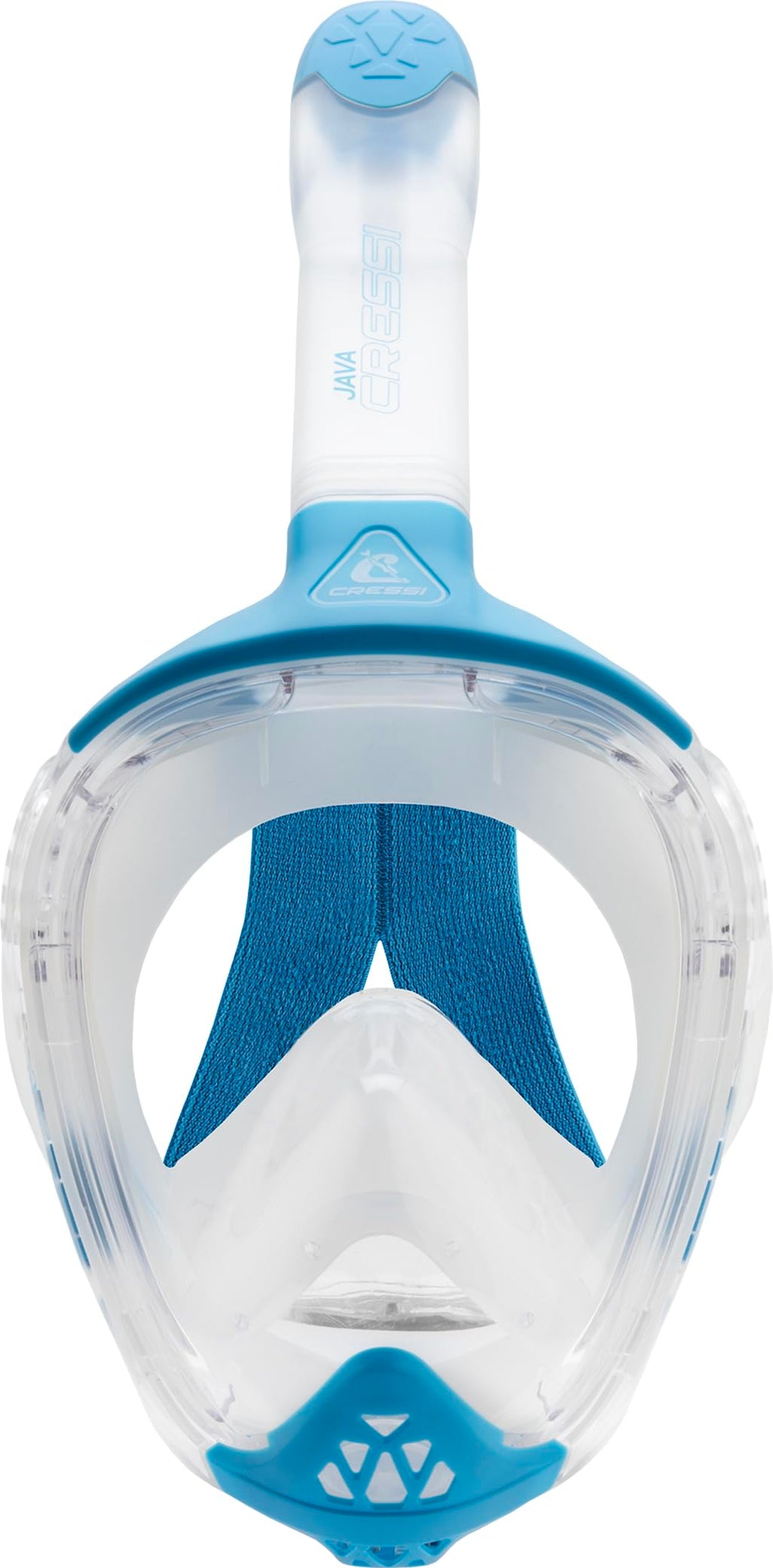 Cressi Java Full Face Snorkel Mask – Anti-Fog Silicone – Clear/Blue S/M