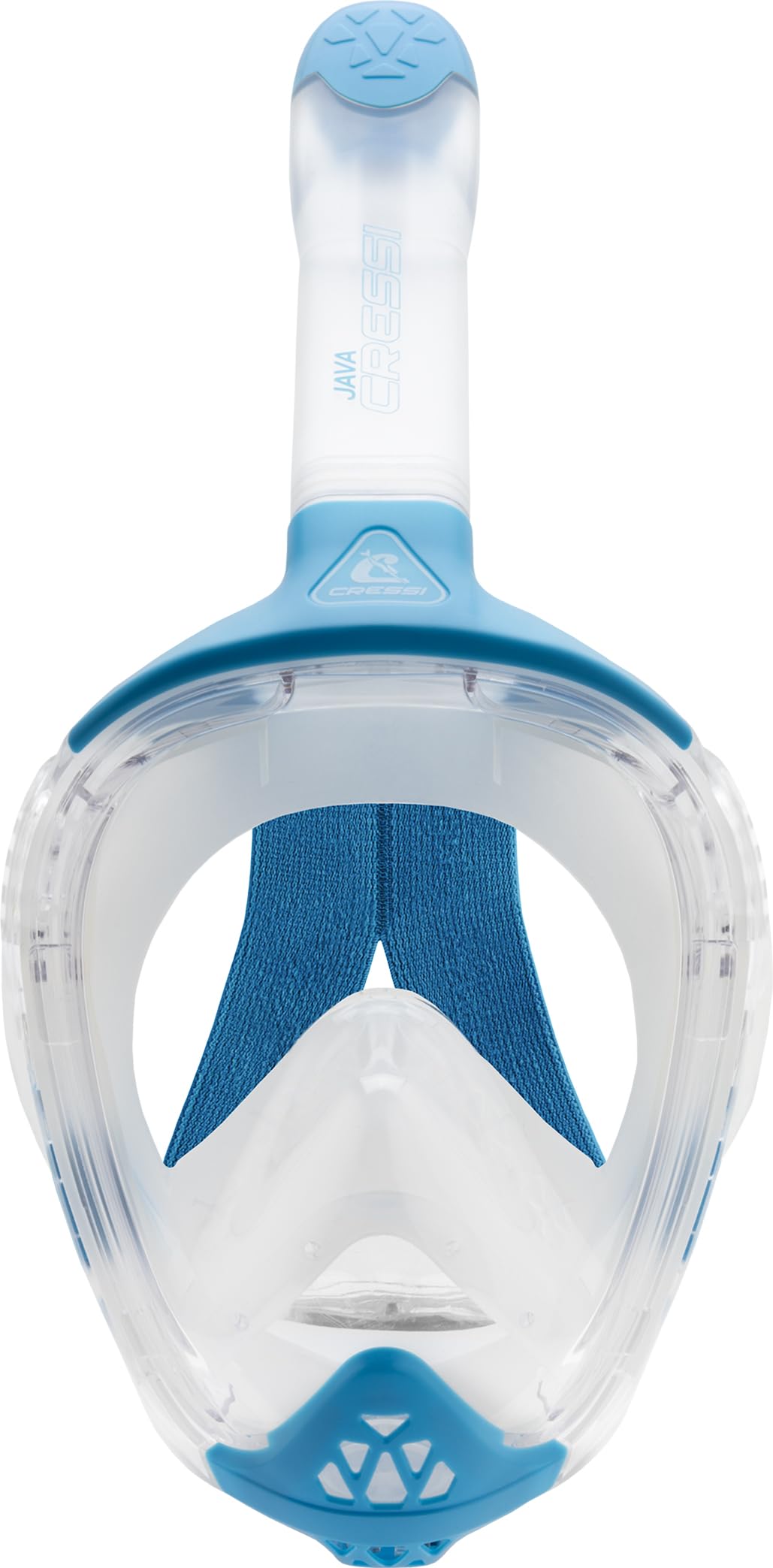 Cressi Java Full Face Snorkel Mask – Anti-Fog Silicone – Clear/Blue S/M