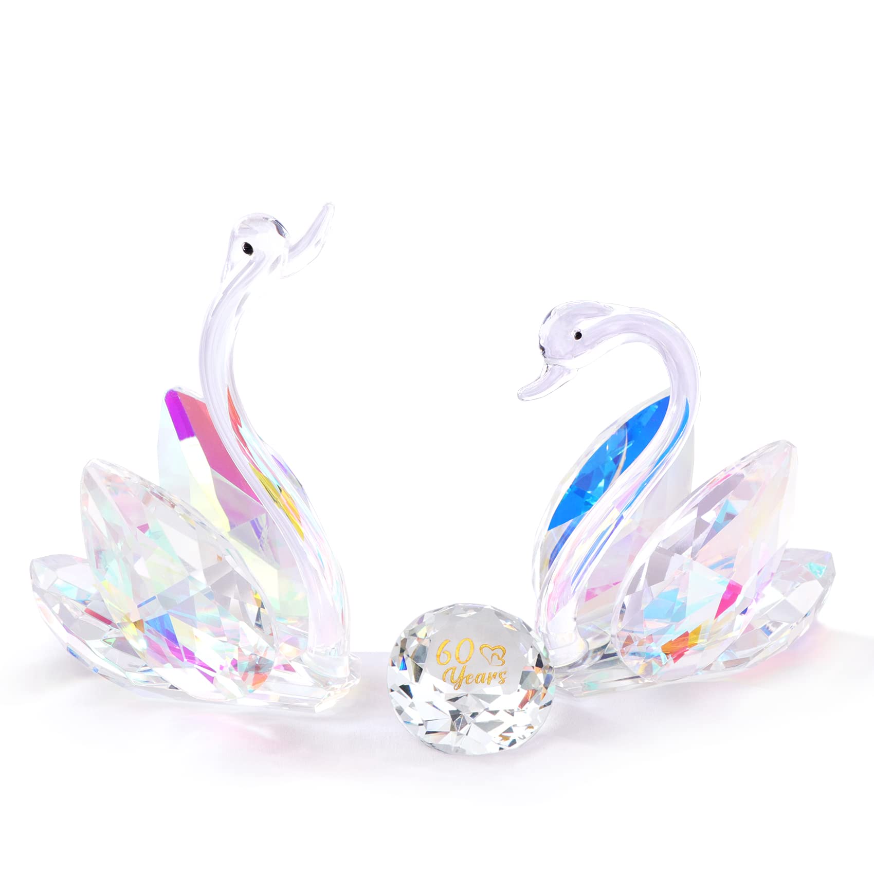 Crystal Swan 60th Anniversary Gift | Glass Figurine Set