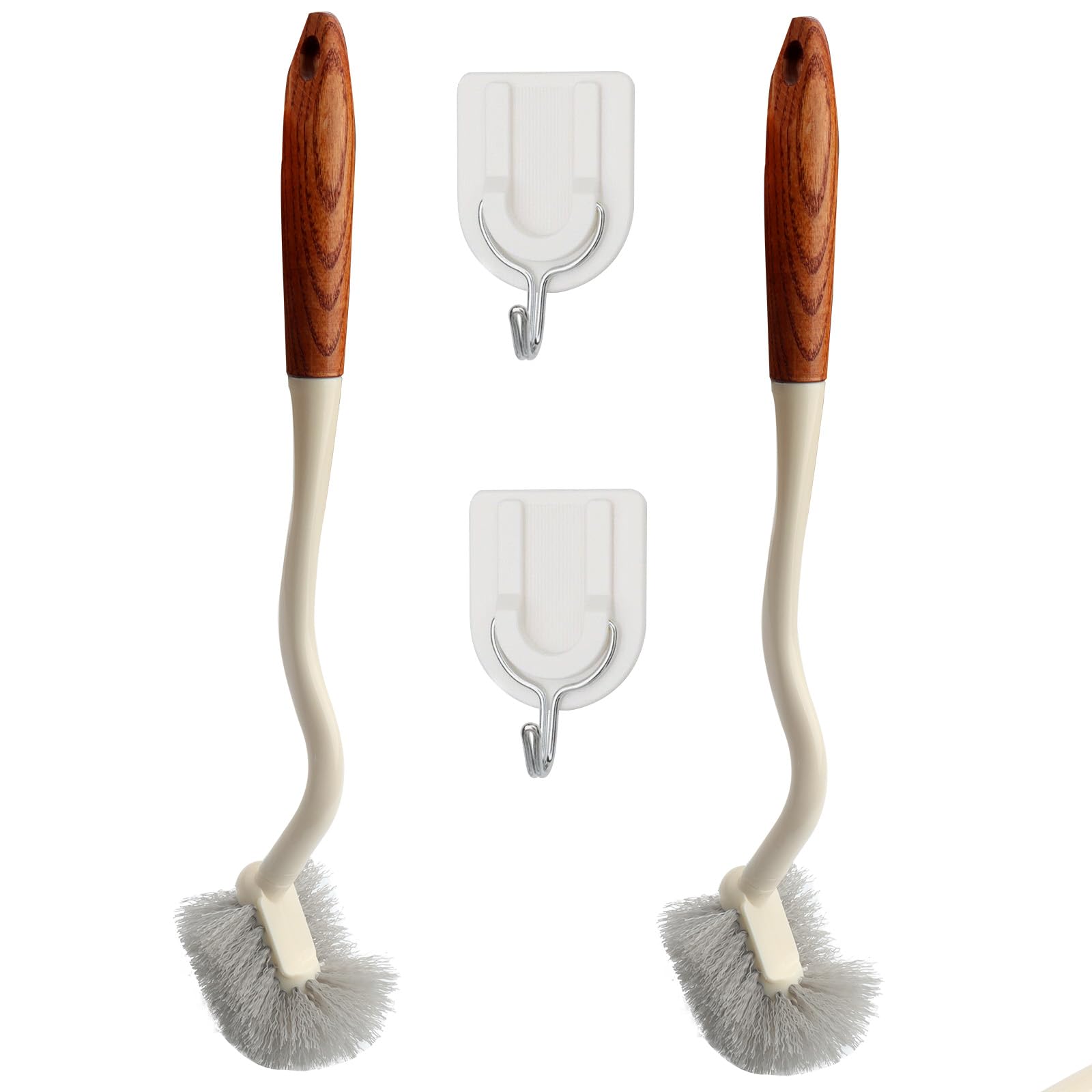 Jolof Store Long Handle Toilet Brush – 2pc Wooden Deep Cleaning Set