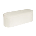 Bonlife Oval Boucle Folding Ottoman Storage Bench | 120L White Footstool