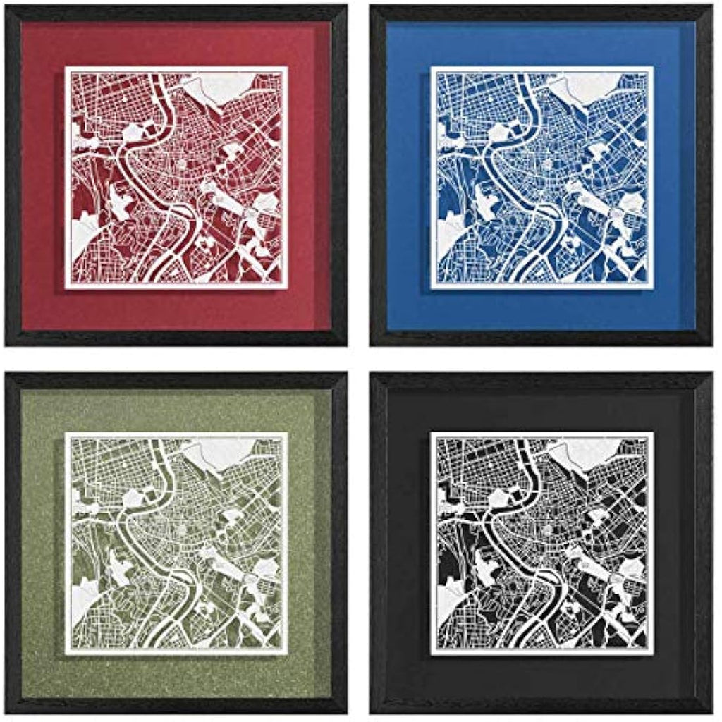 Rome Paper Cut Map Art – Jolof Store Framed 3D Wall Decor, 9x9
