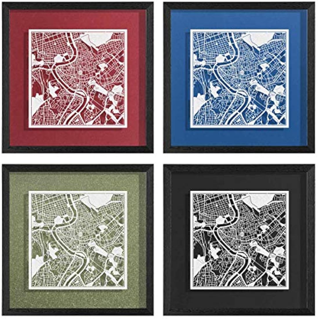Rome Paper Cut Map Art – Jolof Store Framed 3D Wall Decor, 9x9