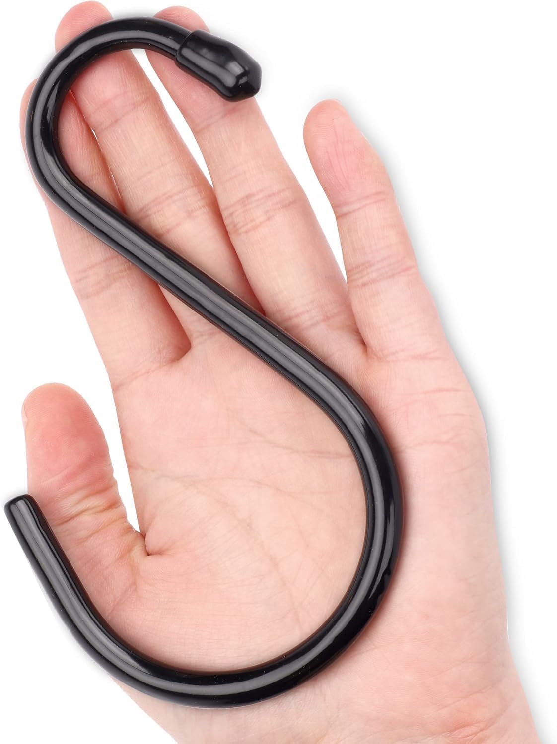 Anteabee 12 Pack Heavy Duty S Hooks – 14CM Rubber Coated Black Hangers