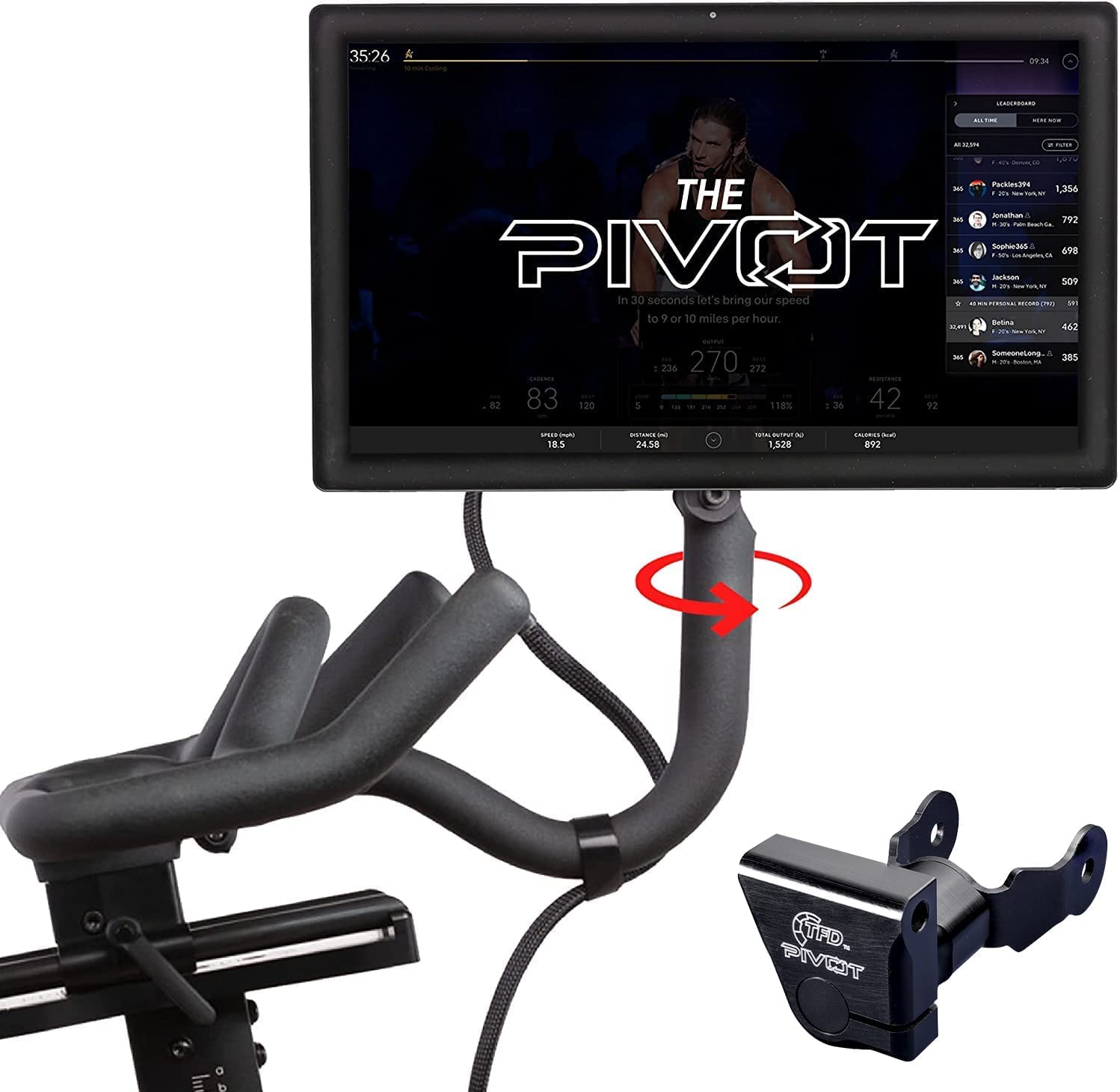 TFD Pivot for Peloton Bike - 360 Swivel Screen Mount - Made in USA