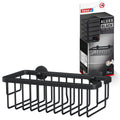 tesa ALUXX BLACK Deep Shower Basket | Matt Black Drill-Free Wall Shelf