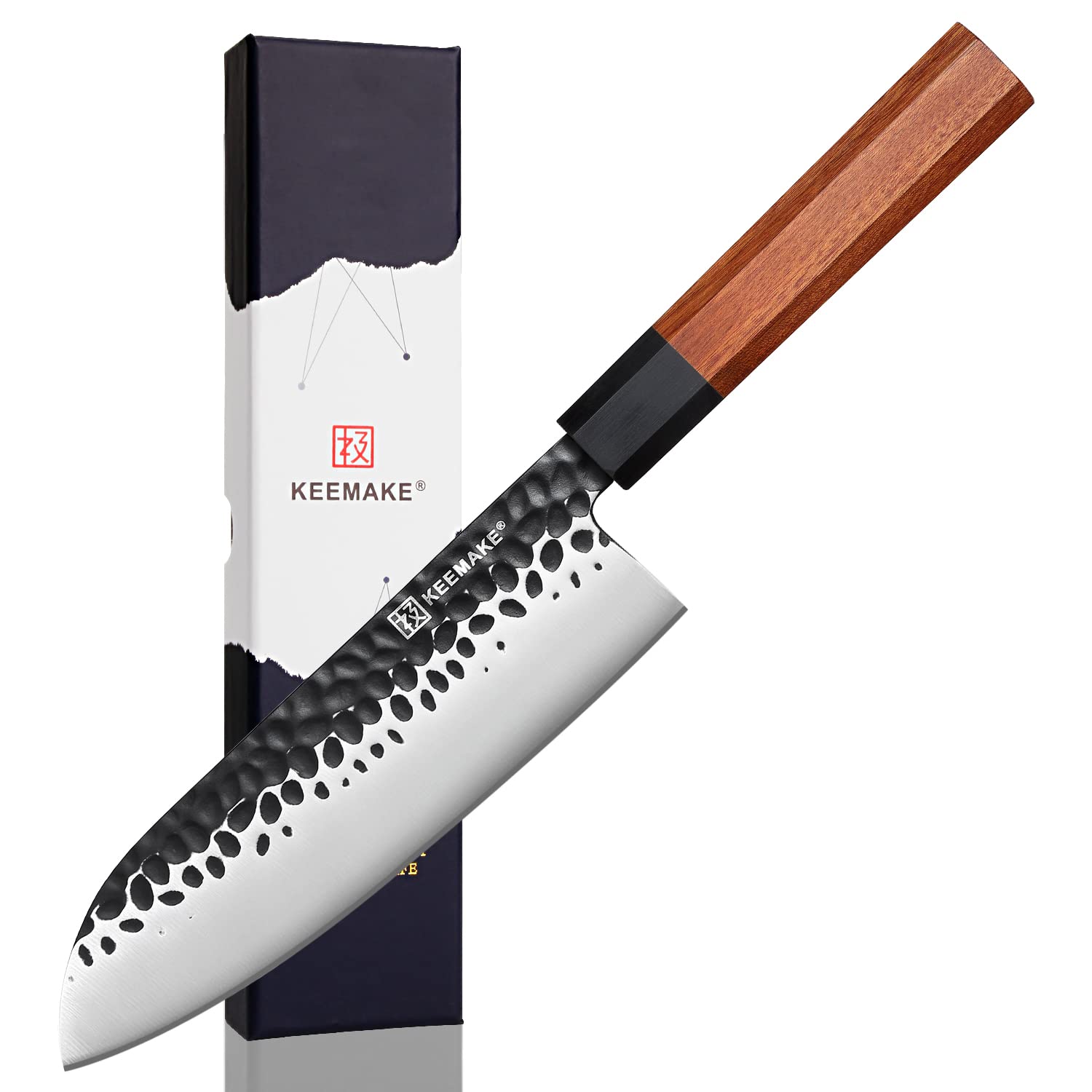 KEEMAKE 7" Santoku Knife | 440C Stainless Steel & Rosewood Handle