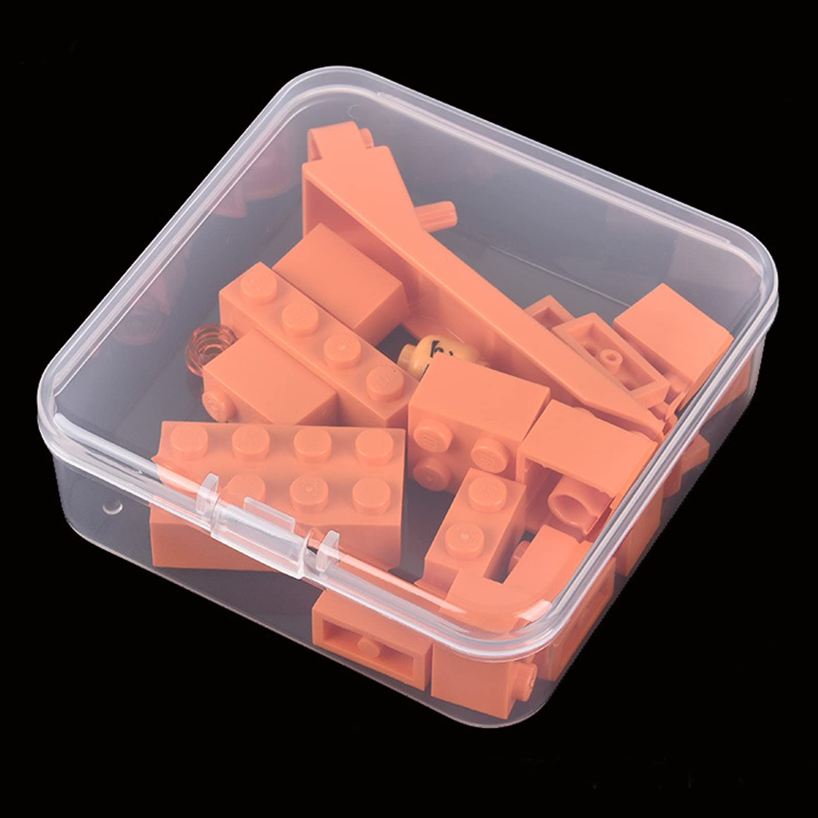 Goodma 100-Piece Clear Plastic Storage Boxes with Hinged Lids - 75mm