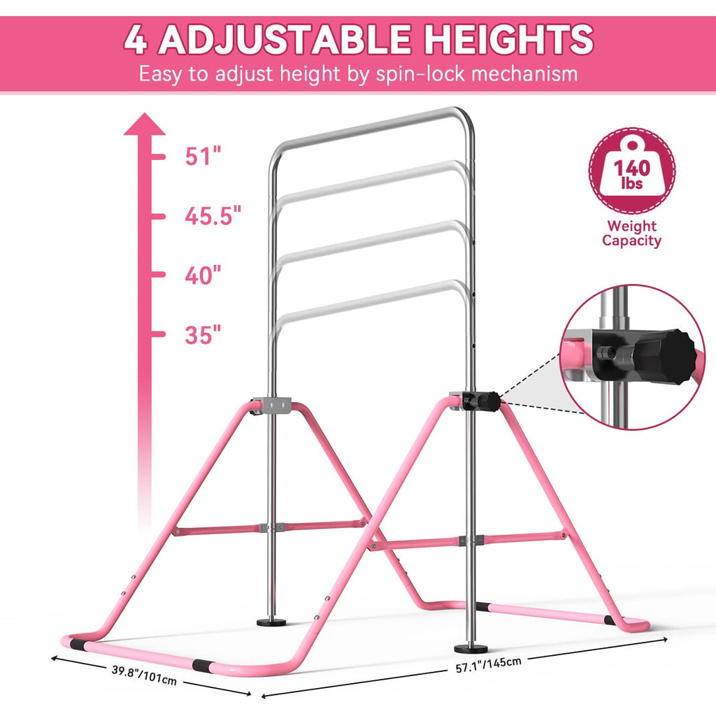 FBSPORT Gymnastics Bar – Foldable Adjustable Horizontal Bar for Kids Home