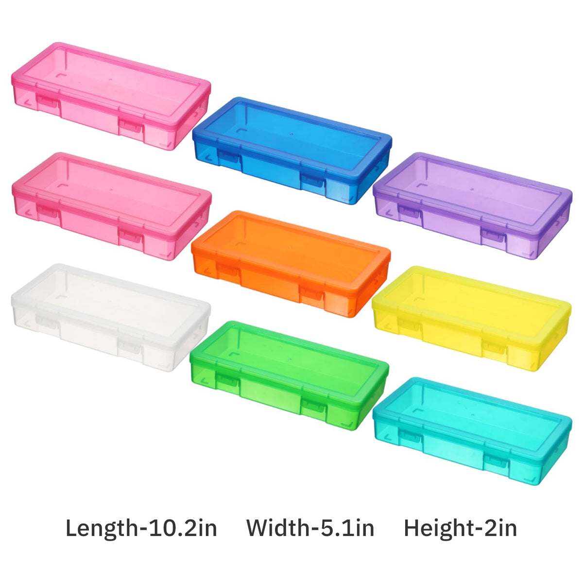 novelinks Medium Plastic Storage Boxes with Latching Lids – 9 Pack Stackable Craft Organizers for Supplies, Pencils, Crayons, Beads - image 3