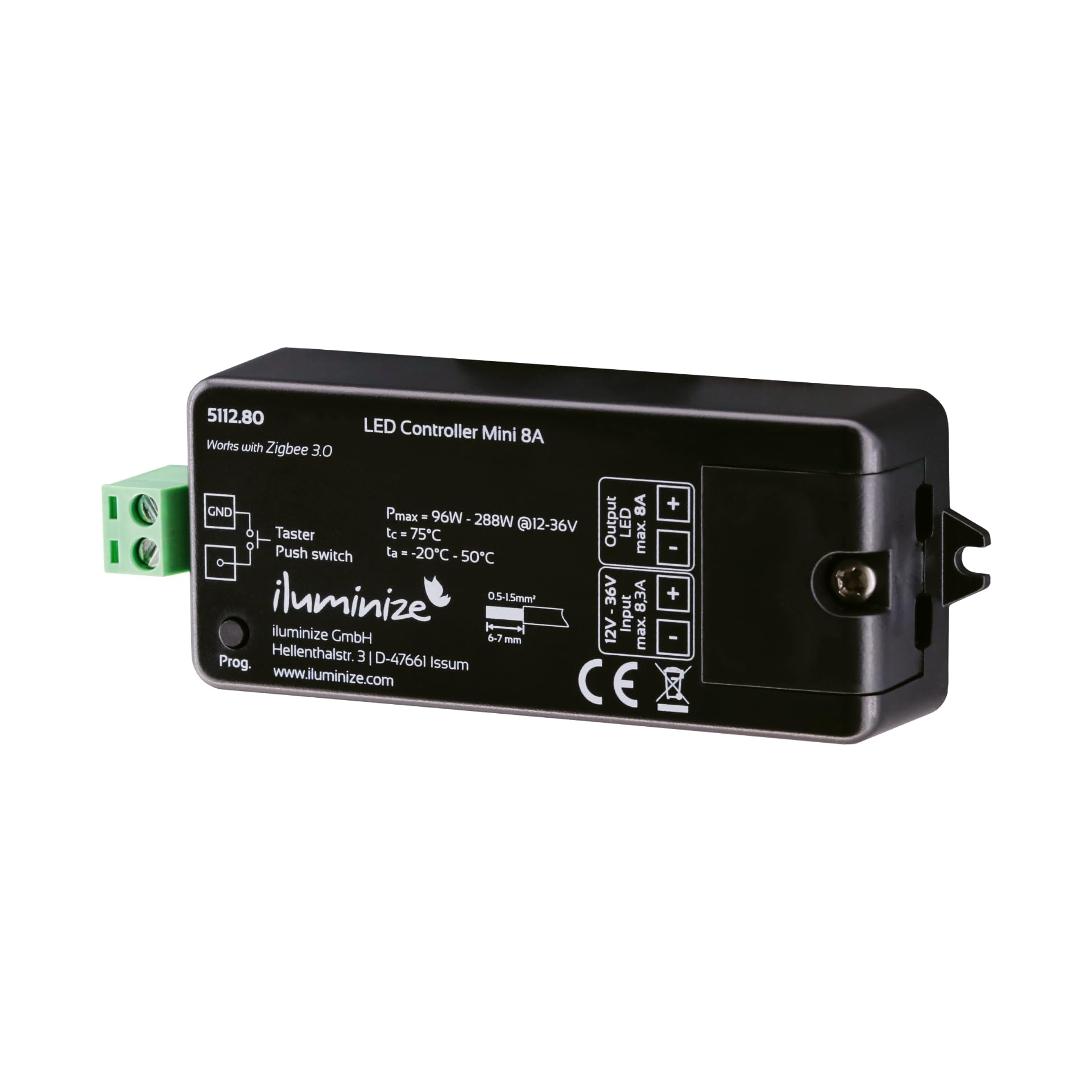 iluminize Zigbee 3.0 LED Controller | 8A Dimmer for White LEDs