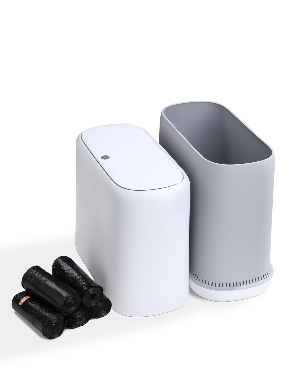 LEGUO Slim Touch Top Bathroom Bin with Lid, White, 11.7L - image 1