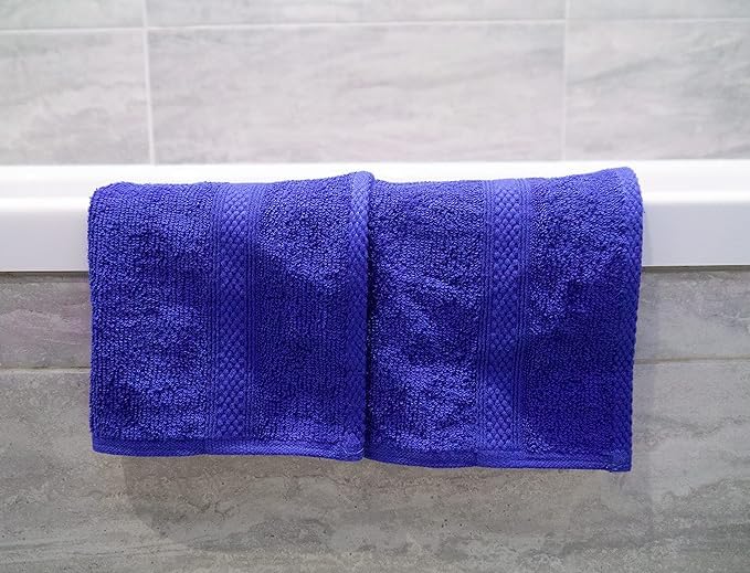 Lex's Linens Pack of 2 100% Combed Cotton Royal Blue Towels Flannels - image 1