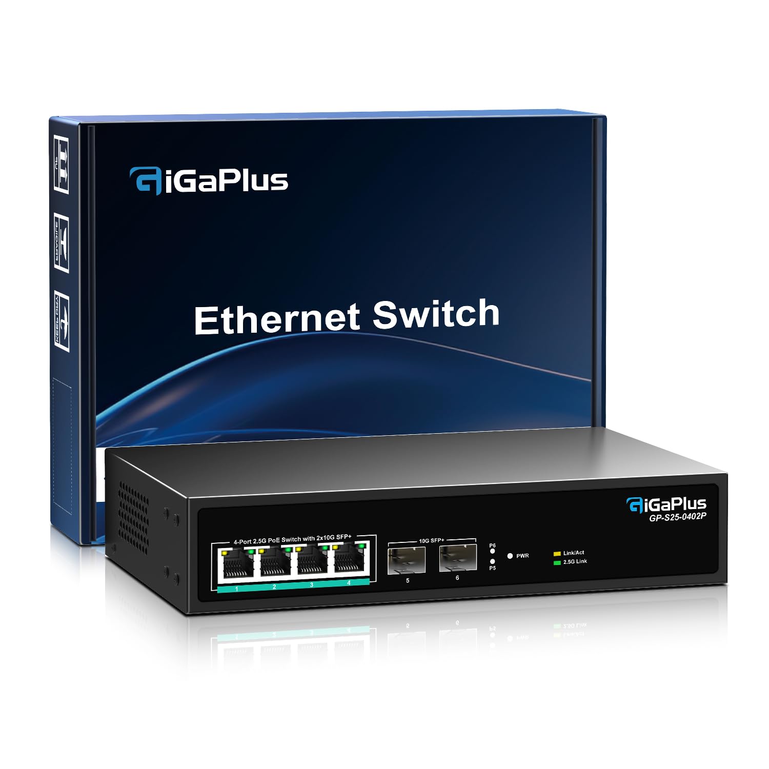 6 Port 2.5Gb PoE Switch | 4x2.5G PoE+ & 2x10G SFP+ Uplink