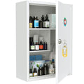 Uniclife Wall Mount Medicine Cabinet | Locking Steel First Aid Box, White