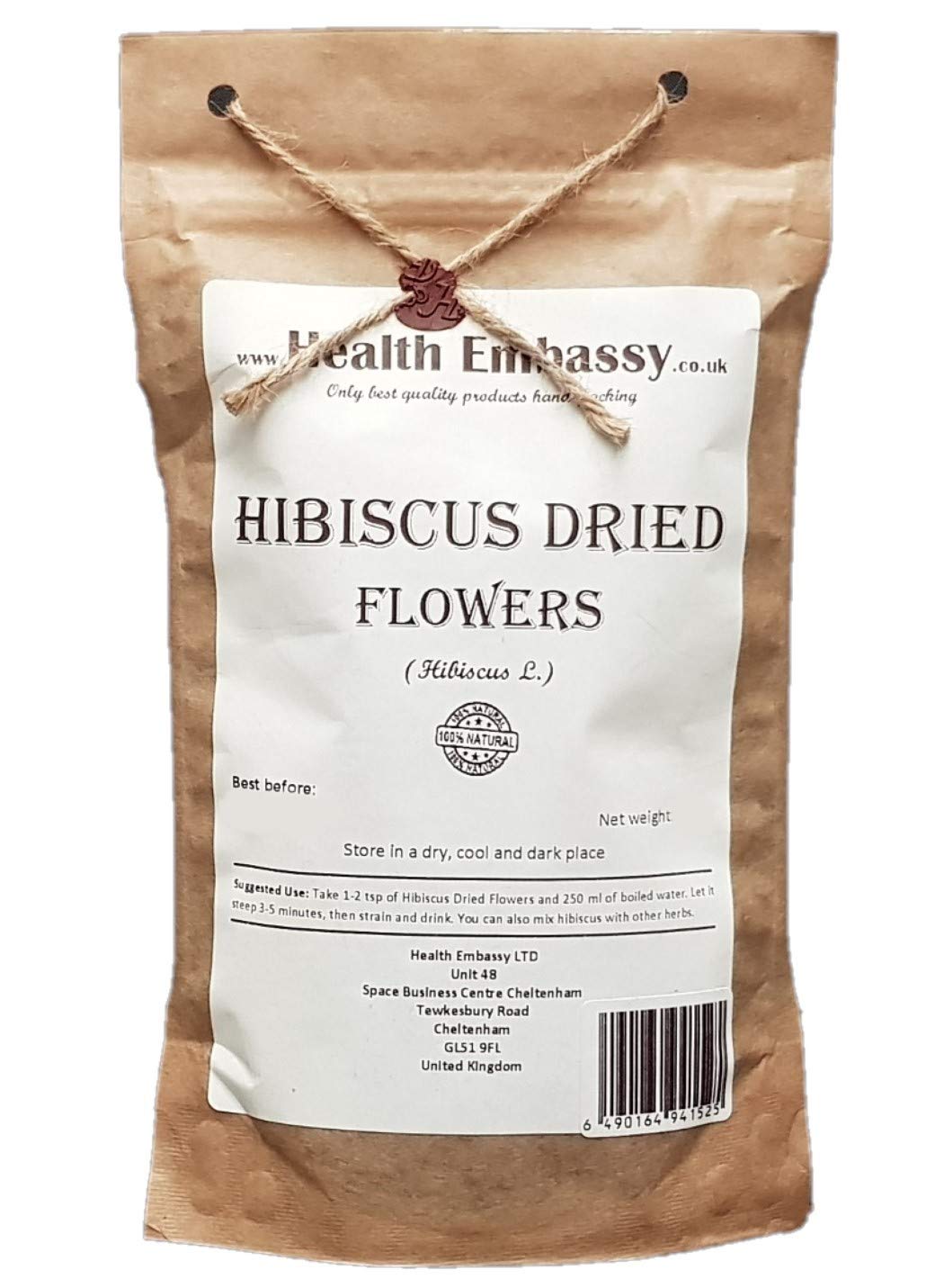Health Embassy Hibiscus Dried Flowers Tea – Organic Herbal Infusion, 100g