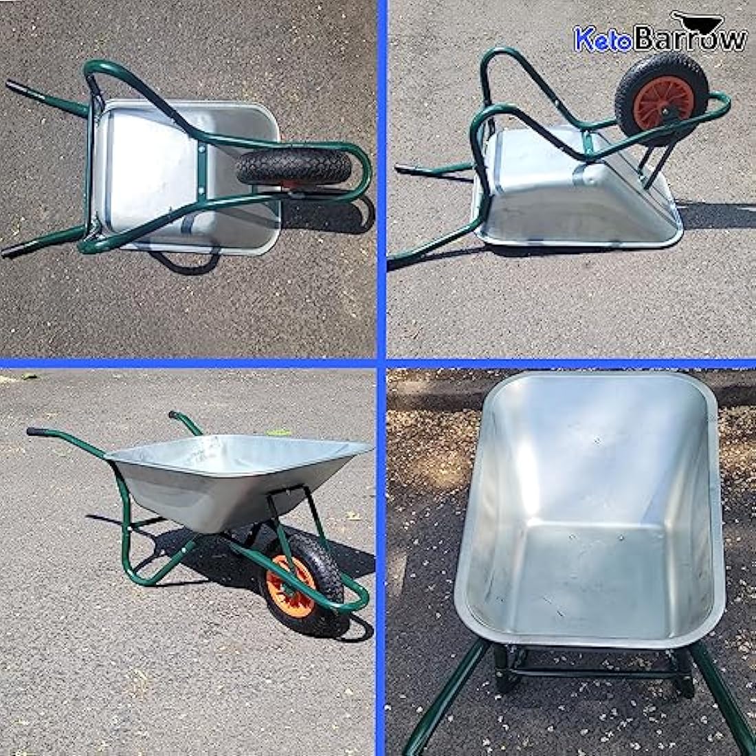 100L Galvanised Steel Garden Wheelbarrow – Pneumatic Tyre