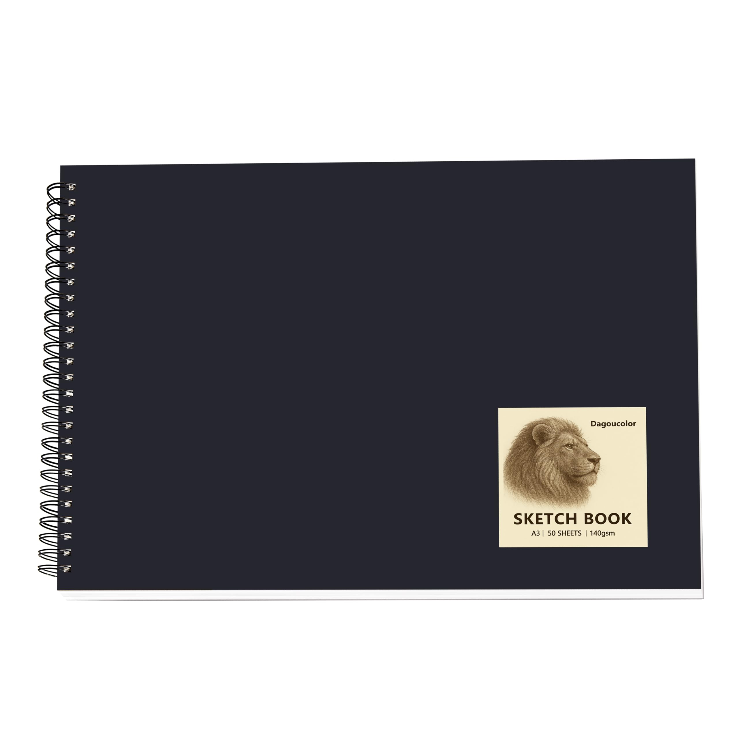 DagouColor A3 Sketch Book | 140GSM Acid-Free Spiral Drawing Pad, 50 Sheets
