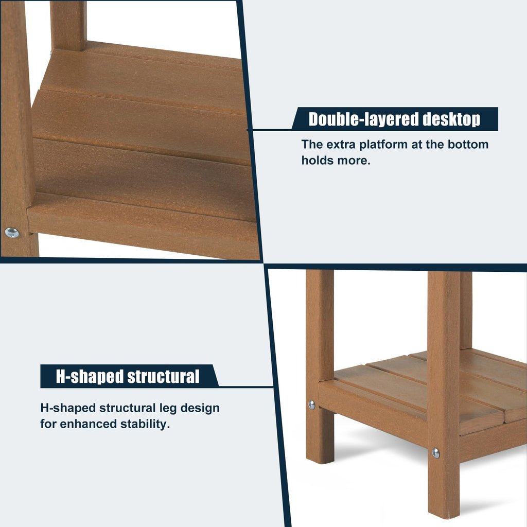 NALONE 2-Tier Adirondack Side Table | Weatherproof HDPE Outdoor End Table
