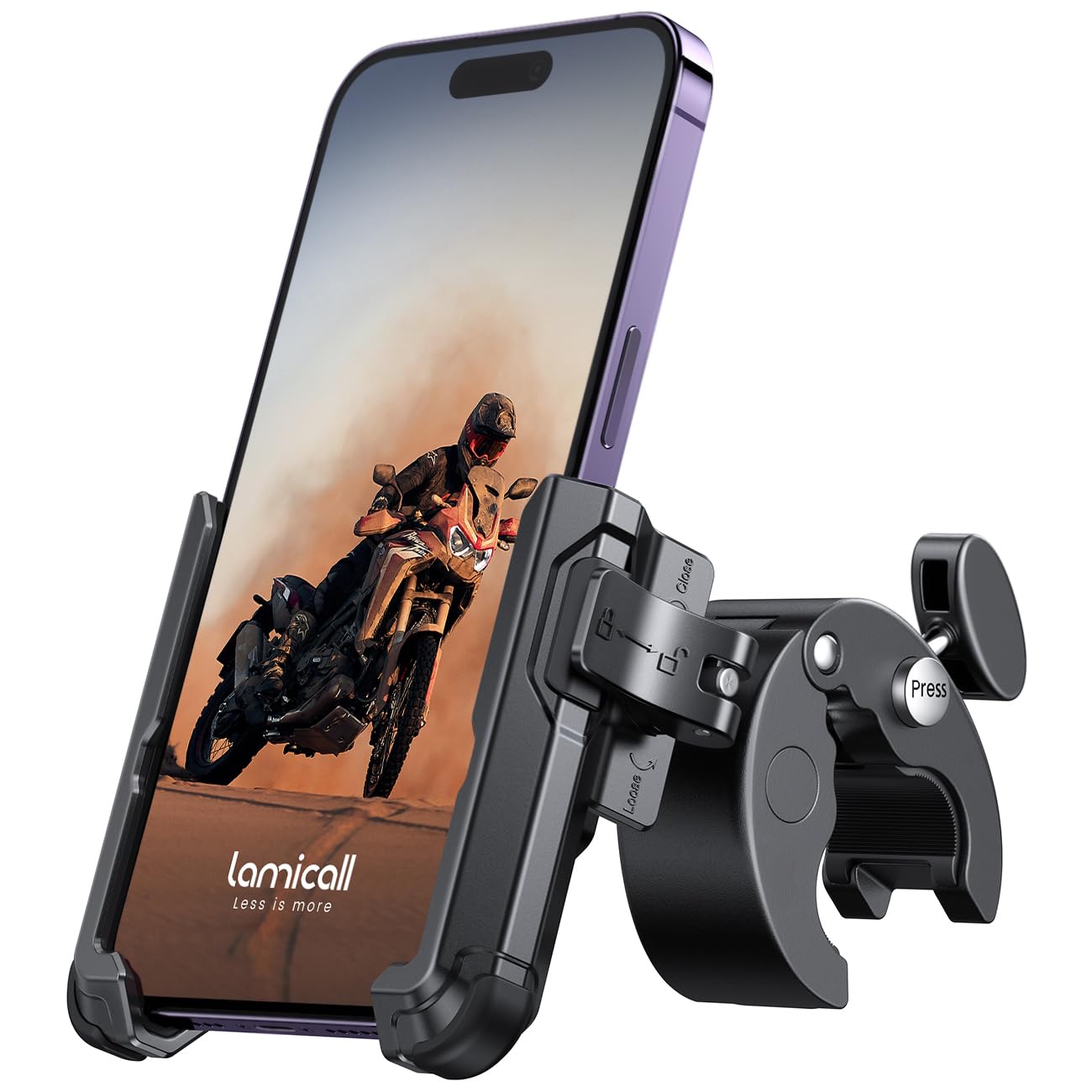 Lamicall Motorcycle Phone Holder – Quick Release Filming Mount for iPhone