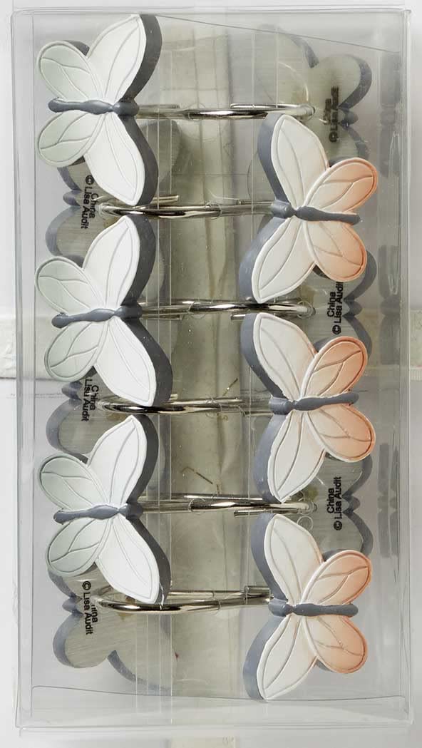 SKL Home Butterfly Shower Curtain Hooks - 12pc Resin Floral Set