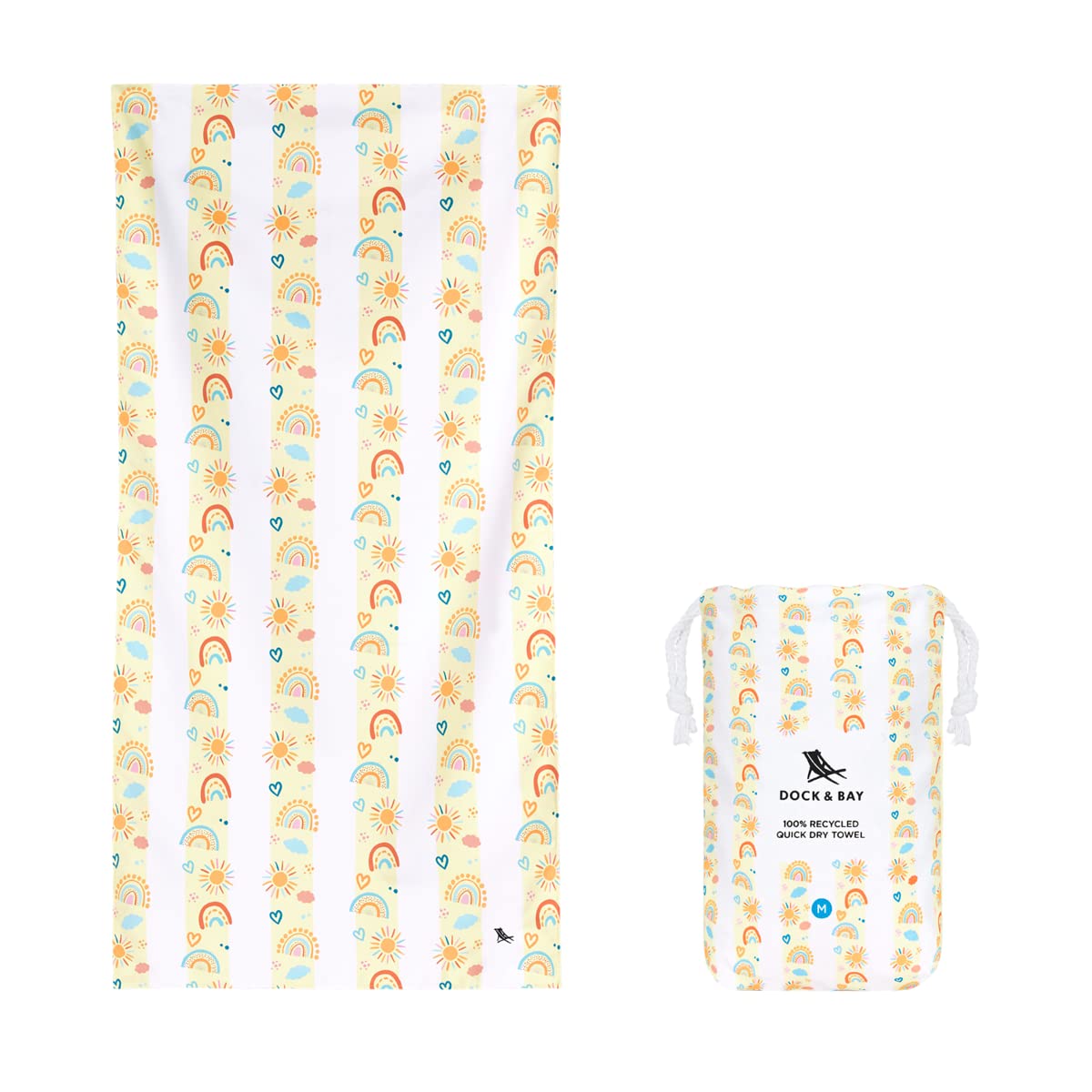 Dock & Bay Kids Beach Towel – Quick Dry Sand Free Recycled – Rainbow Large