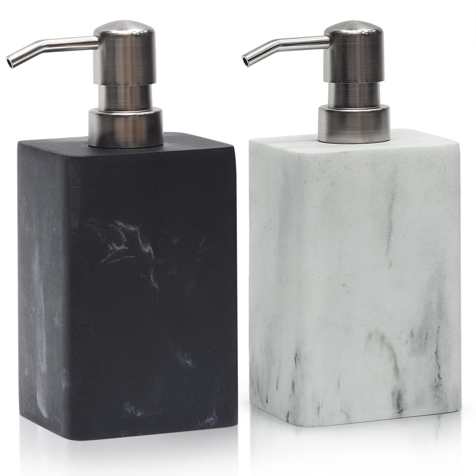 Suanti 2-Pack Marble Resin Soap Dispenser Set with Rust-Free Pump