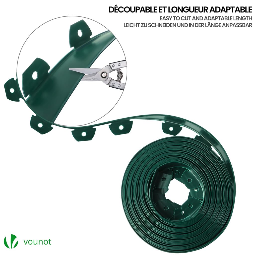 VOUNOT 40m Flexible Garden Edging Border | Green Plastic Lawn Path