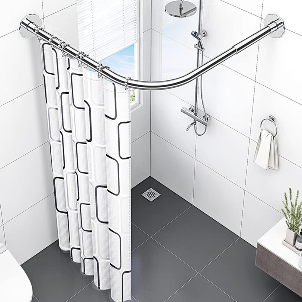 uyoyous L-Shape Shower Curtain Rail | 304 Stainless Steel No-Drill Rod