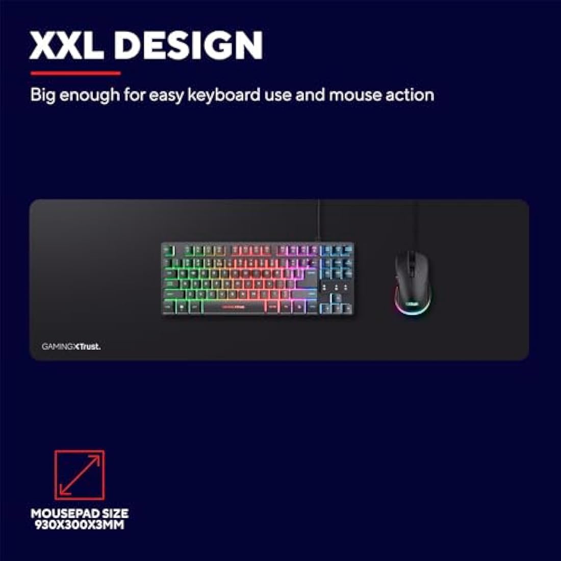 Trust Gaming GXT 758 XXL Mousepad – 930x300mm Anti-Slip Desk Mat