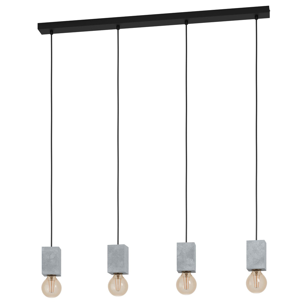EGLO Prestwick 3 – 4-Light Industrial Concrete Pendant Lamp in Grey