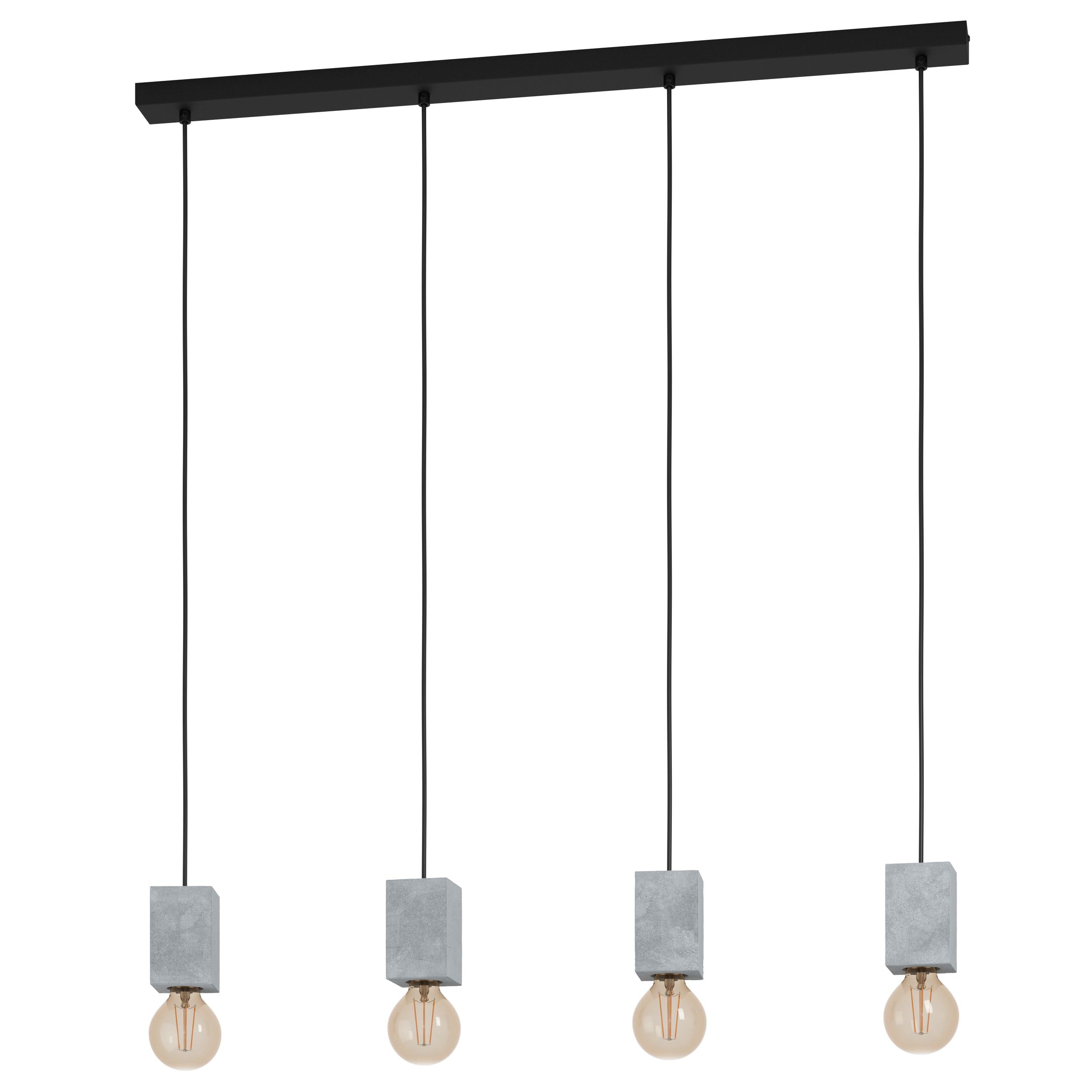 EGLO Prestwick 3 – 4-Light Industrial Concrete Pendant Lamp in Grey