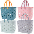 Peohud 4-Pack Portable Plastic Shower Caddy Basket with Folding Handle