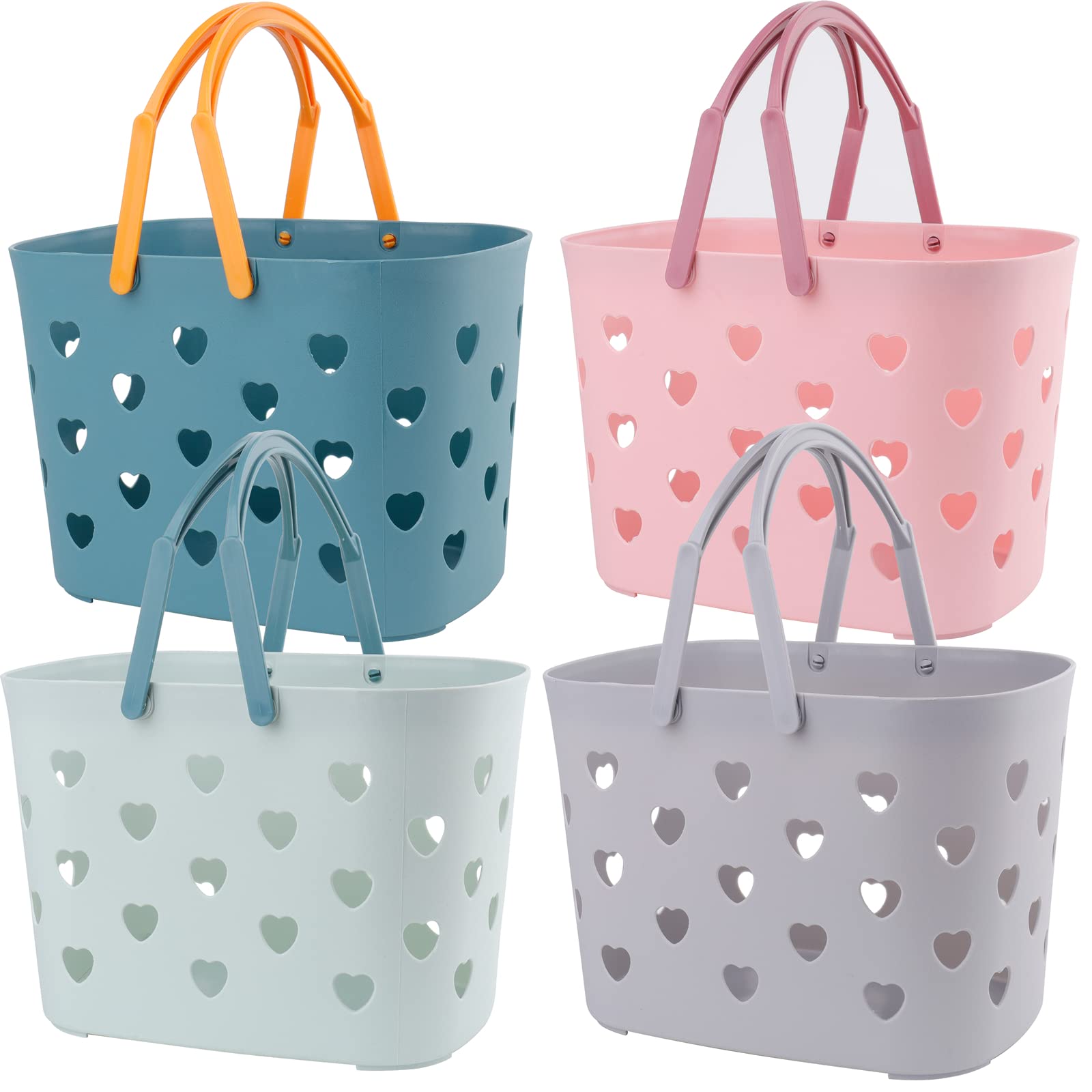 Peohud 4-Pack Portable Plastic Shower Caddy Basket with Folding Handle