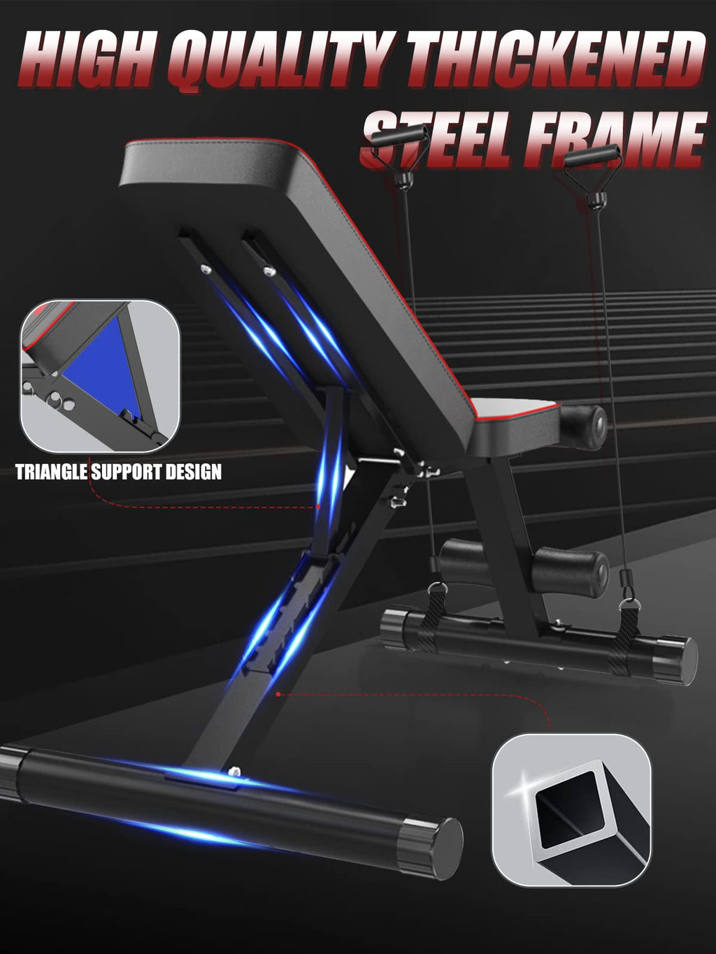 YOLEO Adjustable Weight Bench | 7-Level Foldable Home Gym Workout Bench