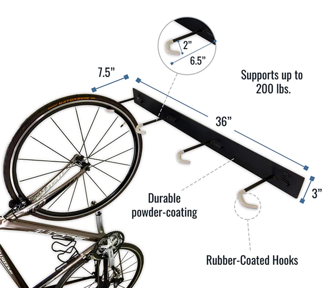 Jolof Store BLAT 4 Bike Rack - Heavy Duty Steel Garage Wall Mount