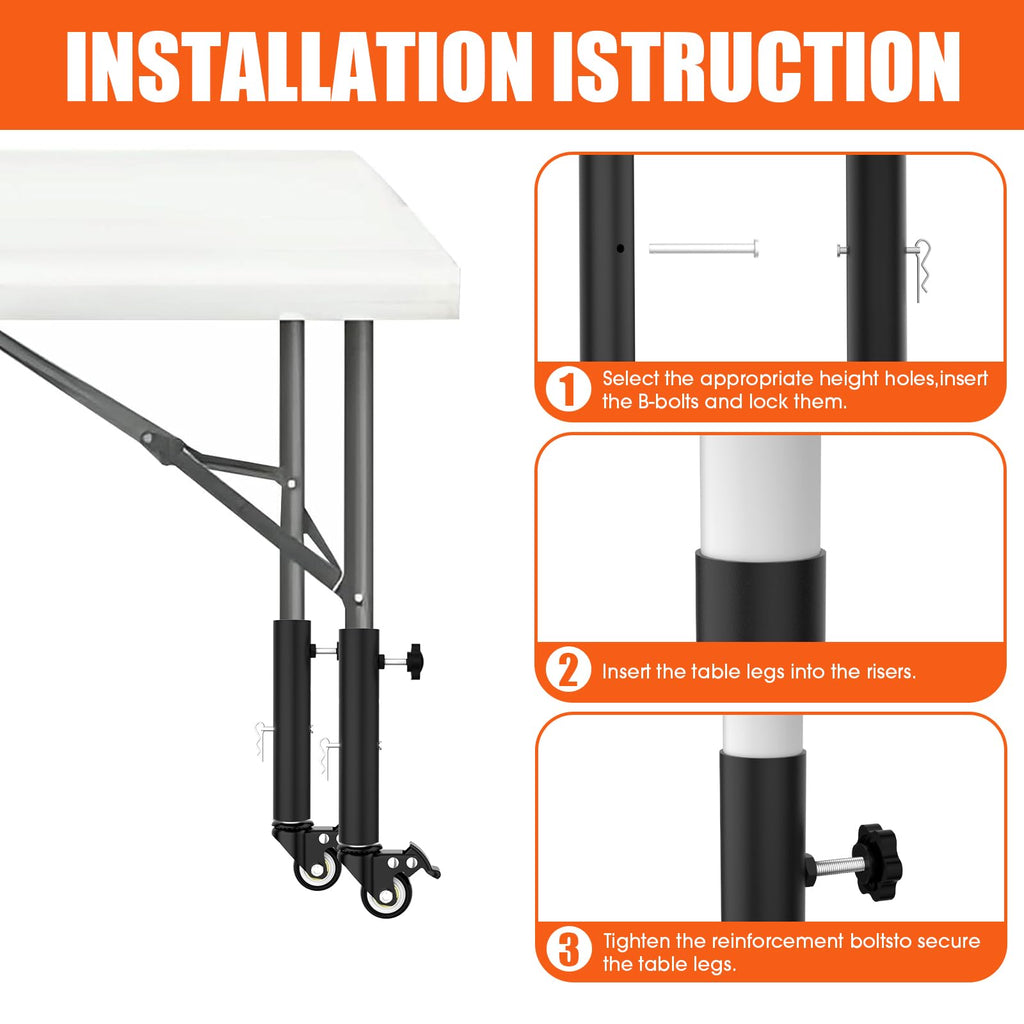 Lipshome Table Leg Extender with Casters Adjustable 6.3"-7.9" Height 4 Pack - image 5