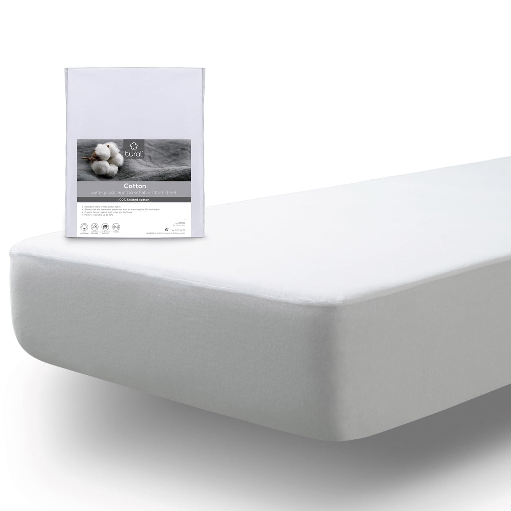 Tural Mattress Cover 140x200cm Double Size 2 in 1 Protector and Fitted Sheet Waterproof and Breathable