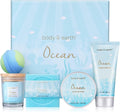 Body & Earth Ocean Bath Spa Gift Set – 5 Piece Pamper Kit with Candle