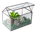 WONSUN House Shape Glass Geometric Terrarium – Black Tabletop Planter