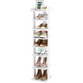 HOME BI 7-Tier Narrow Shoe Rack – Slim Wooden Corner Storage Tower, White