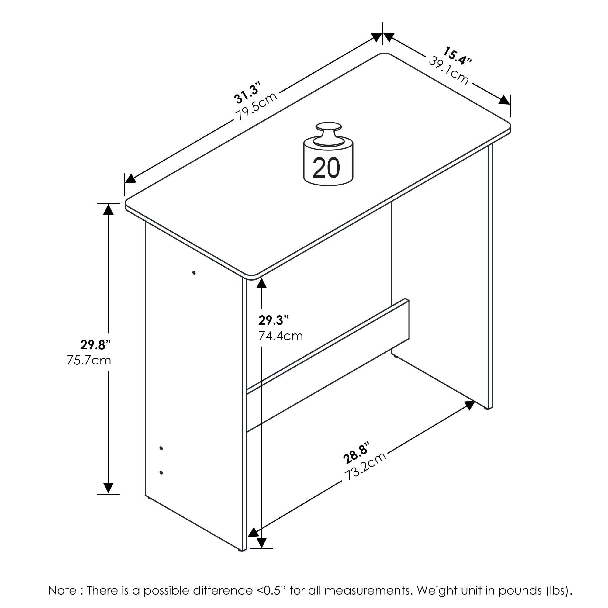Furinno Simplistic Computer Desk – Compact Writing Table, White